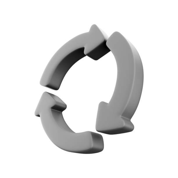 istock 3D render arrows moving in dark circle. 3D render circle arrow icon on white background 1459538909