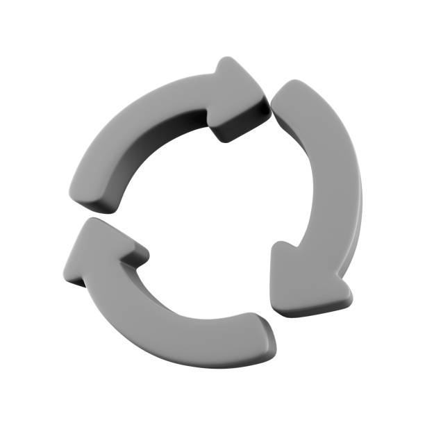 istock 3D render arrows moving in dark circle. 3D render circle arrow icon on white background 1459538919