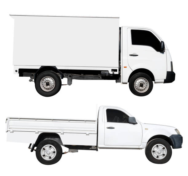 istock White truck isolated on white background with clipping path 1459539132