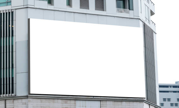 istock Mock up white background billboard on building .clipping path for Mockup 1459540047