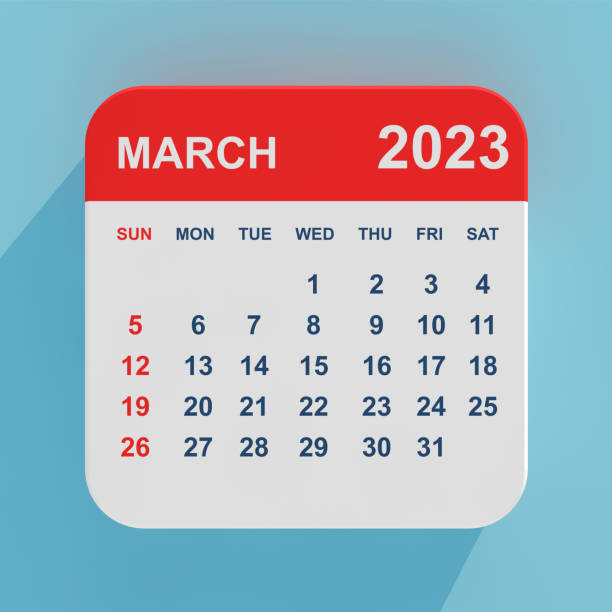 istock Flat Icon Calendar March 2023. 3d Rendering 1459542289