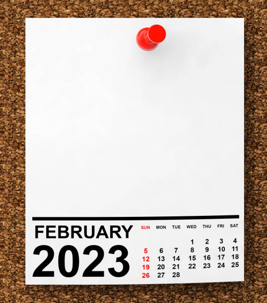 istock Calendar February 2023 on Blank Note Paper. 3d Rendering 1459544382