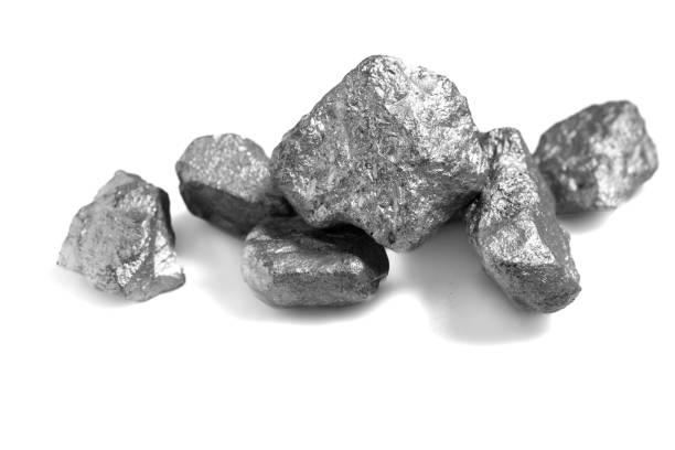 istock Pure platinum or silver or rare mineral from the mine on white background 1459544469