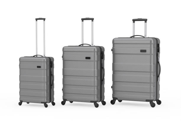 istock Travel Holiday Vacation Concept. Modern Luxury Plastic Gray Suitcases in Different Sizes. 3d Rendering 1459544498