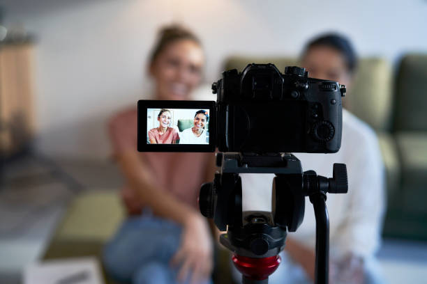 istock Selective focus on two female vloggers recording a movie 1459545675