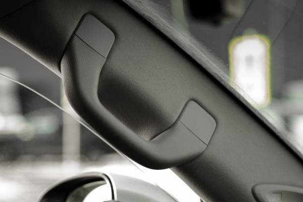 istock Modern car grab handle, car interior details. Car grab handler for the passenger. Car ceiling handle. 1459545750
