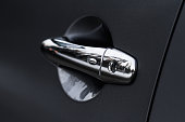 Car door handle. Keyless entry car door handle with touch sensor. Access button.