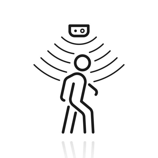 ilustrações de stock, clip art, desenhos animados e ícones de motion sensor. icon with reflection on white background - motion sensor