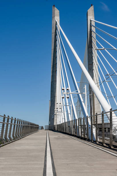 istock Support posts for a cable Tilikum Crossing Bridge over the Willamette River in Portland waterfront 1459548582