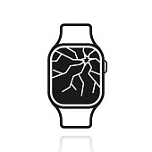 istock Smartwatch with broken screen. Icon with reflection on white background 1459550603