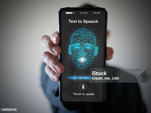Ai Speaks And Imitates The Human Voice Texttospeech Or Tts Speech Synthesis Applications Generative Artificial Intelligence And Futuristic Technology In Language And Communication Stock Photo - Download Image Now