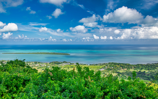 Aerial view of beautiful tropical island, Mauritius
