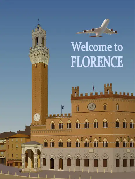 Vector illustration of Welcome to Florence, capital of the Renaissance. Vector.