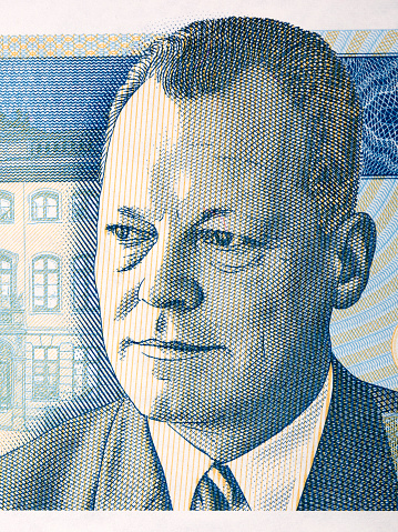 Portrait Alexander III close up. Fragment of the Russian banknote of 25 rubles of 1909.