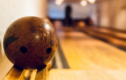 A selective focus shot of bowling ball