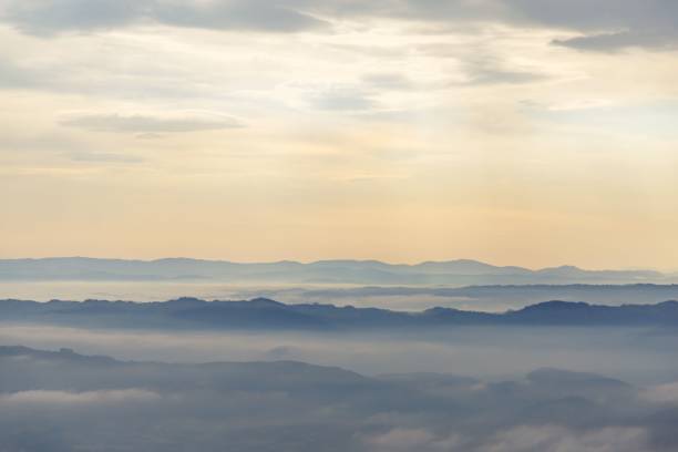 istock Aerial view of mountains at sunset 1459561457