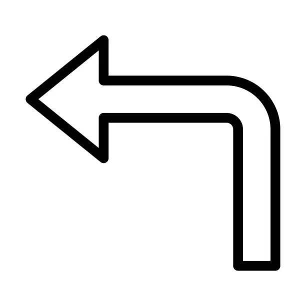 Vector illustration of Turn Left Thick Line Icon