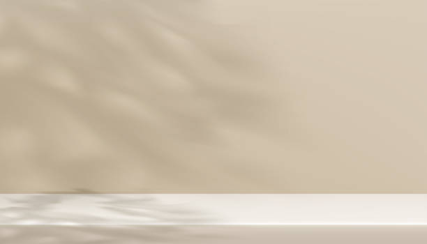 istock 3d Beige background display with shadow leaves overlay on cement wall room,Transparent soft light of branches leaf,Concept for Organic Cosmetic product presentation,Sale,Online shop in Spring,Summer 1459562038