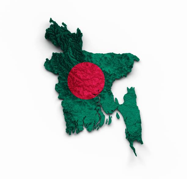 A 3d rendered Bangladesh map isolated on a white background