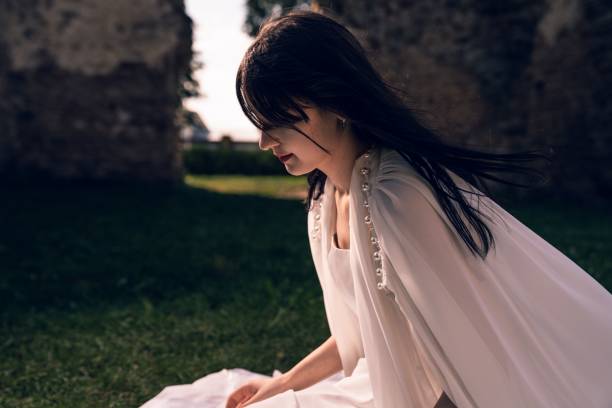 istock Beauty bride model in wedding dress 1459562405