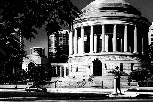 Chicago, United States – June 21, 2021: A grayscale of Elks Memorial Headquarters in Lincoln Park