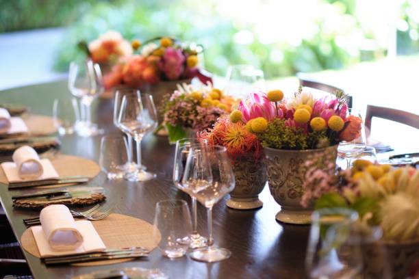 istock Closeup of a table decorated in a tropical style 1459570555