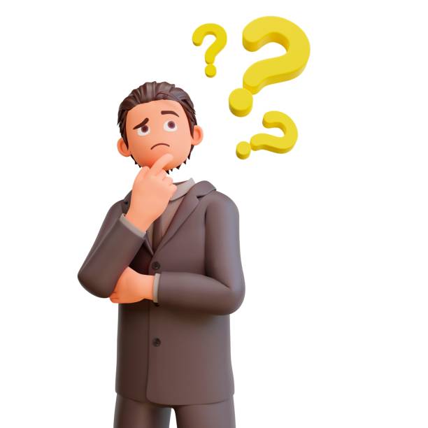 istock 3d illustration of a businessman with question marks on a white background 1459570841