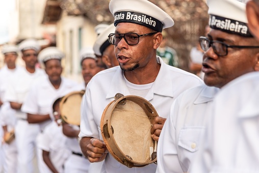 salvador, bahia, brazil - september 25, 2021: People are seen dancing samba de roda near Lagoa do Abaete in the city of Salvador.