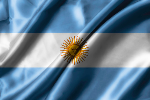 Waving of Argentina flag for for Independence Day and sport team concept.