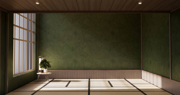 Empty - Clean green modern room japanese style.