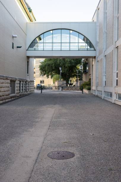 pionowe ujęcie kavanagh courtyard na uniwersytecie brandon. manitoba, kanada. - university of manitoba zdjęcia i obrazy z banku zdjęć