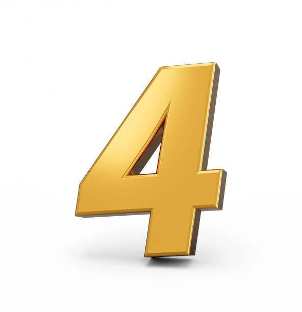 istock Gold number 4 Four isolated white background 1459573140