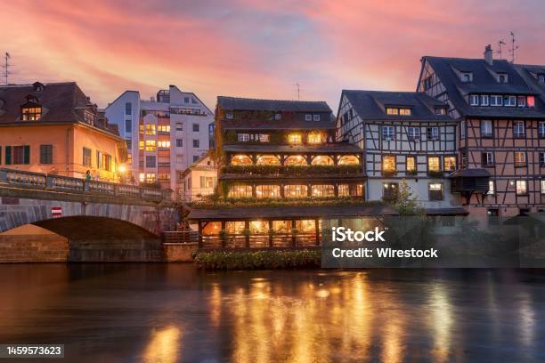 Capture Of Houses On The Banks Of The River In The City Of Strasbourg France Stock Photo - Download Image Now