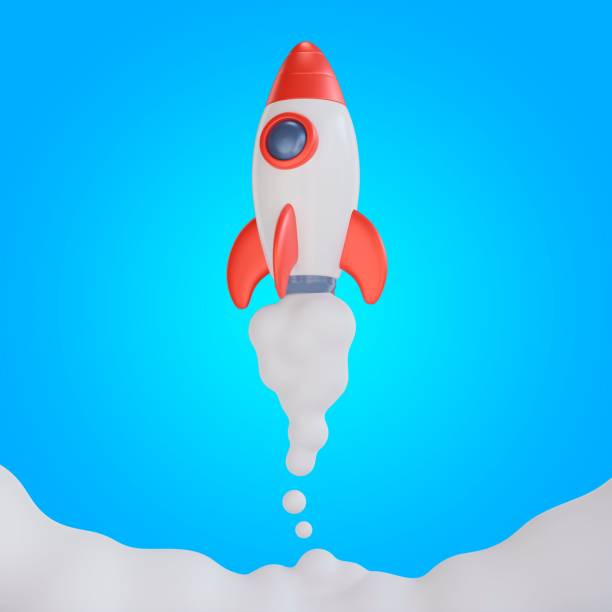 istock Illustration of a rocket during flight 1459573735
