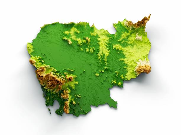 istock Top view of Cambodia Map shaded relief map on the white background 1459574009