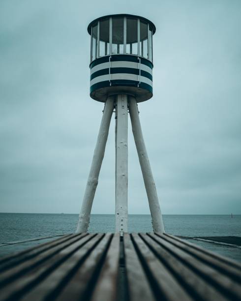 istock Lifeguard tower on the beach on a gloomy day 1459574222