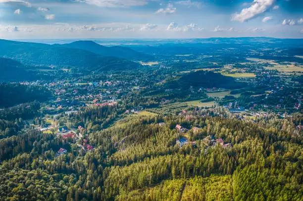 An aerial view of the Karpacz mountains