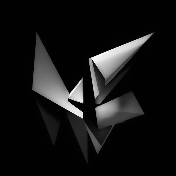istock 3D rendering of geometric shapes floating against black background 1459574861