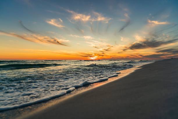 istock Beautiful view of a seacoast against a sunset sky background 1459575018