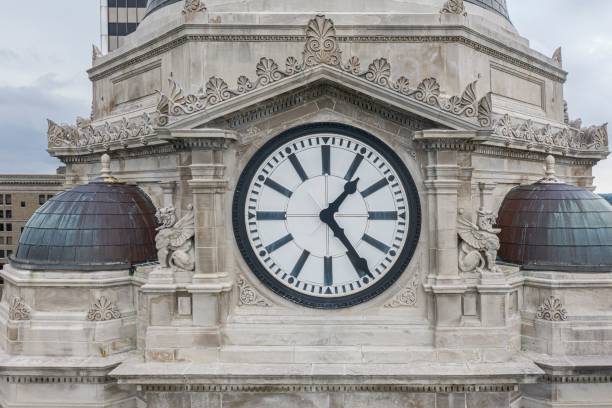 istock Closeup of a clock tower on a building 1459580474