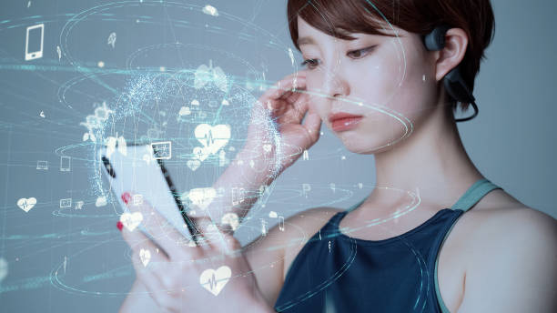 istock Young woman using a smart phone. Mobile communication network concept. Internet of Things. 1459580767
