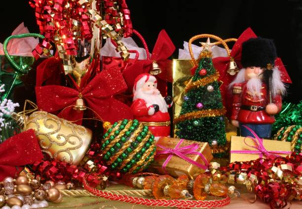 istock Christmas decorations with pine cone and beads 1459581372