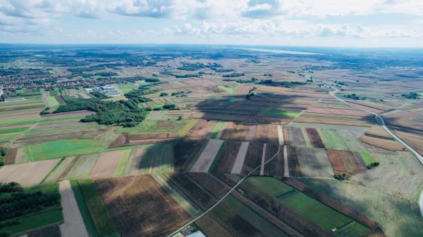 istock Aerial view of farm lands 1459582290