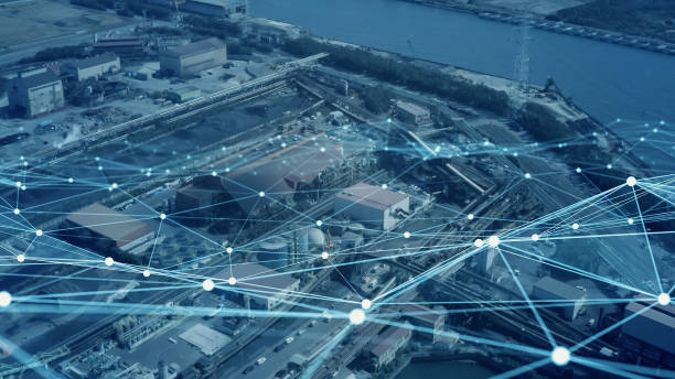 istock Industrial technology concept. Communication network. INDUSTRY 4.0. Factory automation. 1459584340