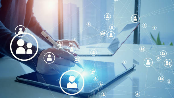 istock Human communication network concept. Human resources. Personnel management system. 1459584597