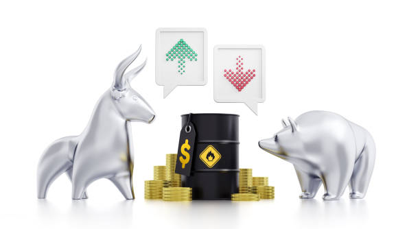 Bullish And Bearish Trends of Crude Oil Trading stock photo