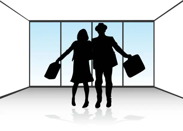 Vector illustration of Business people silhouette. The office scene.