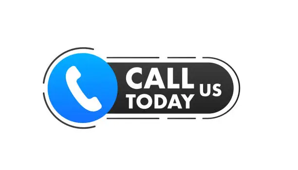 Vector illustration of Call us today black and blue web button. Vector illustration