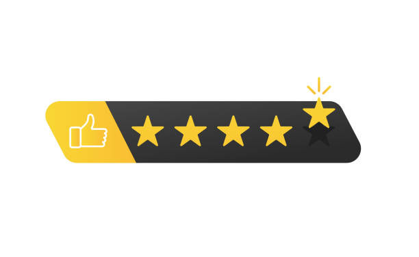 ilustrações de stock, clip art, desenhos animados e ícones de rating in the form of stars with a thumb. vector illustration - report card illustrations