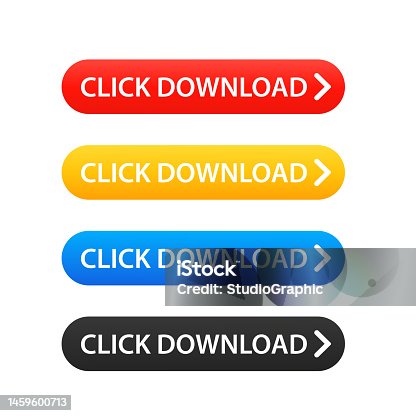 istock Button click download, the icon clicked. Click here vector web button. Web button with arrow pointer action. Click here user interface buttons concept. Vector illustration 1459600713